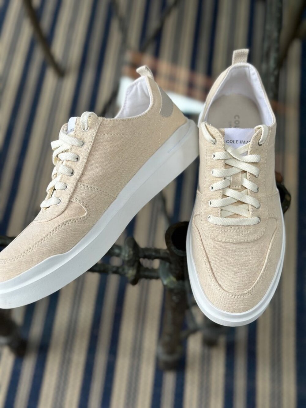 Cole Haan Grandpro Rally Canvas Court Sneaker Tan Cream Ecru Buff Women Size 8.5